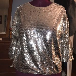 Sequined Peplum Sleeved Top